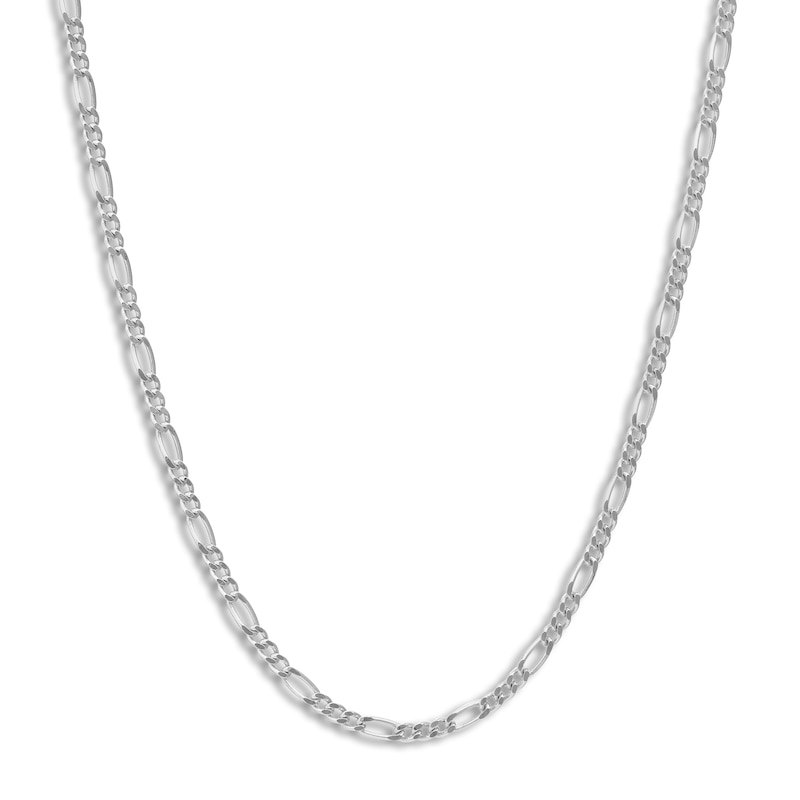 Main Image 1 of 24" Solid Figaro Chain Necklace 14K White Gold Appx. 1.28mm