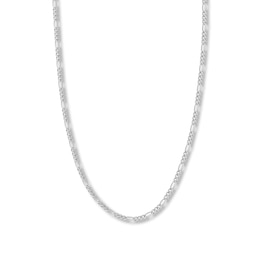 22" Solid Figaro Chain Necklace 14K White Gold Appx. 3.2mm