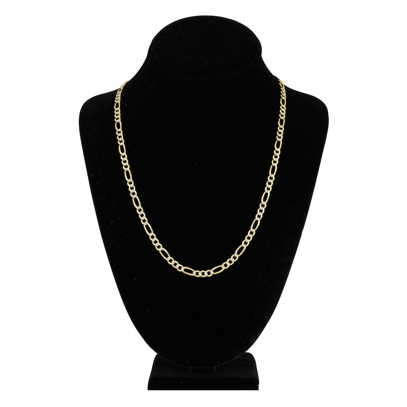 22" Solid Figaro Chain Necklace 14K Two-Tone Gold Appx. 4.75mm