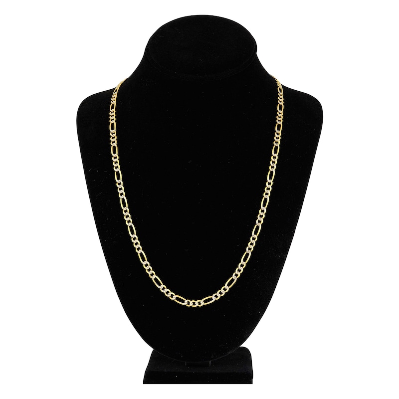 24" Solid Figaro Chain Necklace 14K Two-Tone Gold Appx. 4.75mm