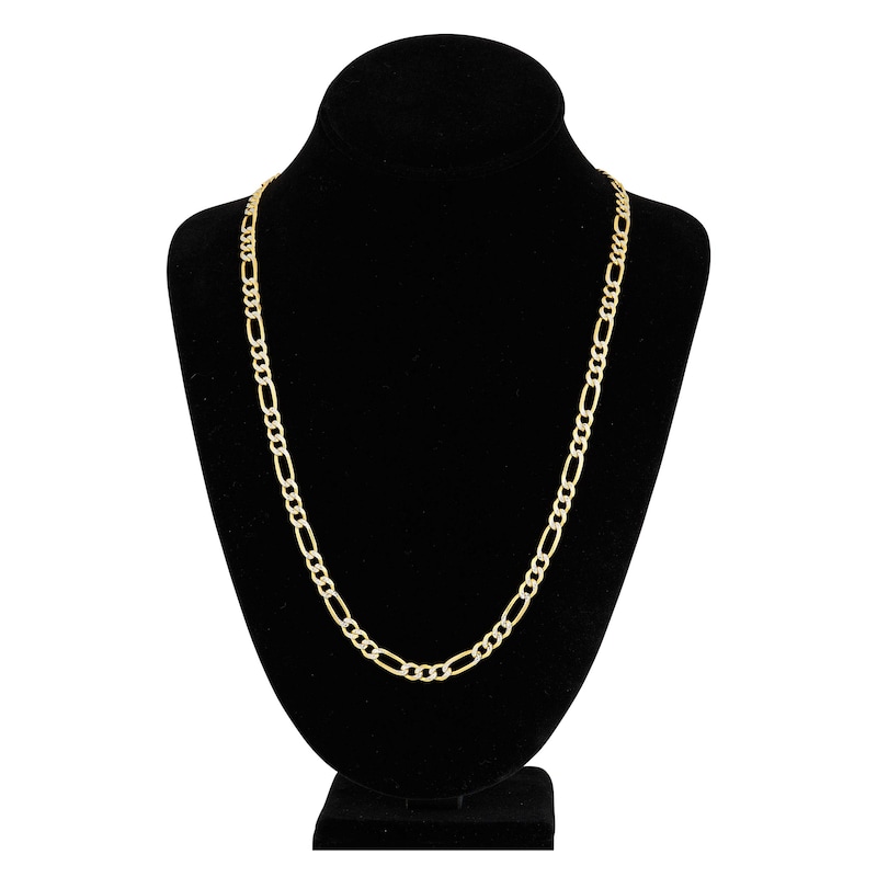 20" Solid Figaro Chain Necklace 14K Two-Tone Gold Appx. 5.8mm