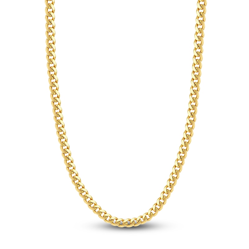 Main Image 1 of 22" Solid Cuban Chain Necklace 14K Yellow Gold Appx. 7.3mm