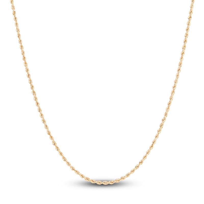 Main Image 1 of Hollow Rope Necklace 14K Yellow Gold 30 Length 2.4mm