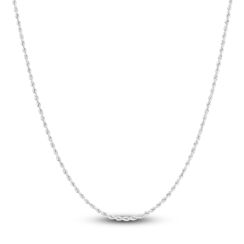 Main Image 1 of Hollow Rope Necklace 14K White Gold 30 Length 2.4mm