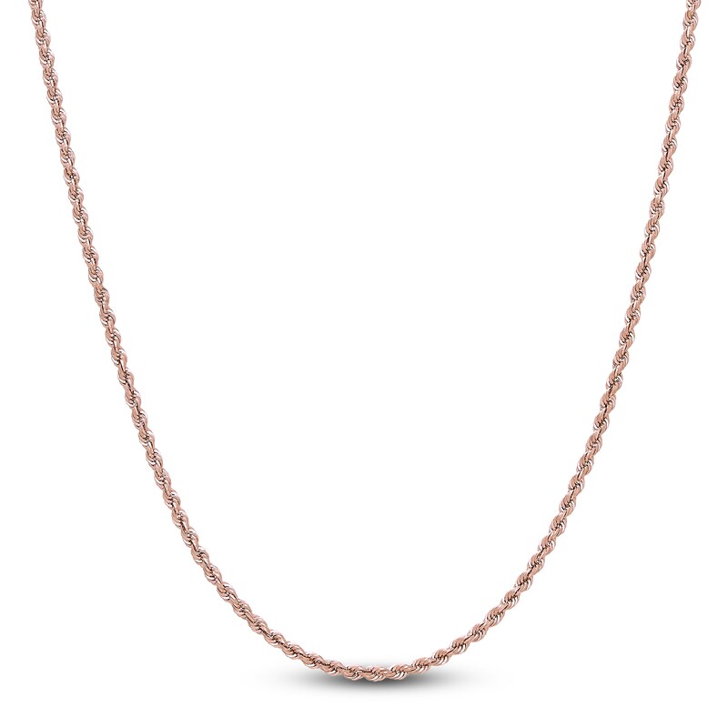 Main Image 1 of Hollow Rope Necklace 14K Rose Gold 30 Length 2.4mm