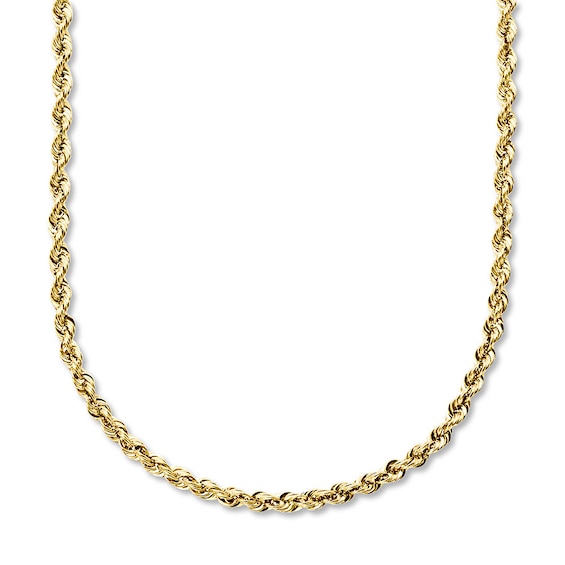 Rope Necklace Hollow 10K Yellow Gold 30 Length 3mm