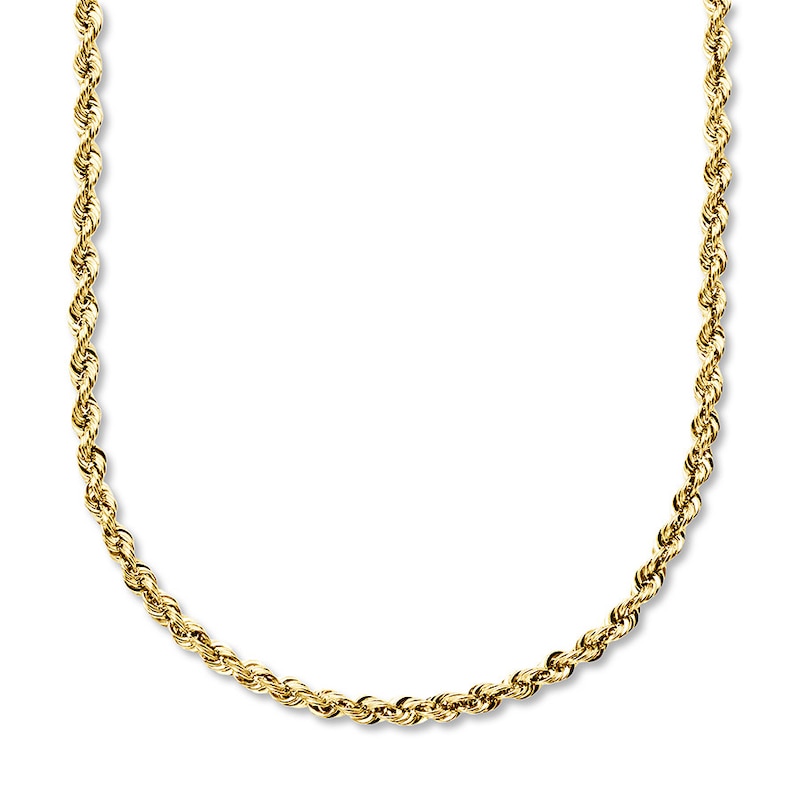 Hollow Rope Necklace 10K Yellow Gold 30 Length 3mm