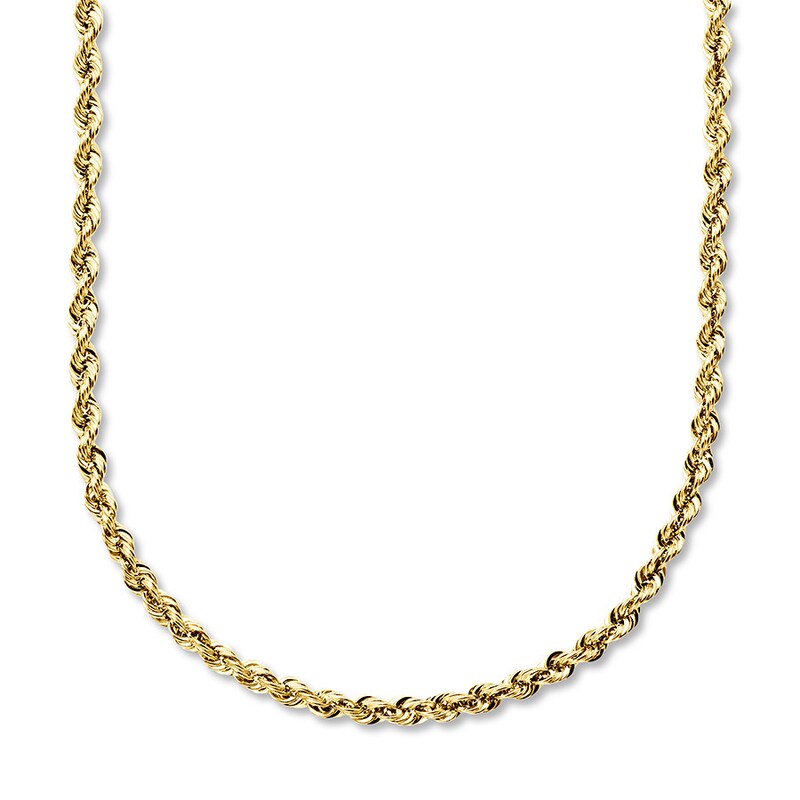 Main Image 1 of Hollow Rope Necklace 10K Yellow Gold 30 Length 3mm