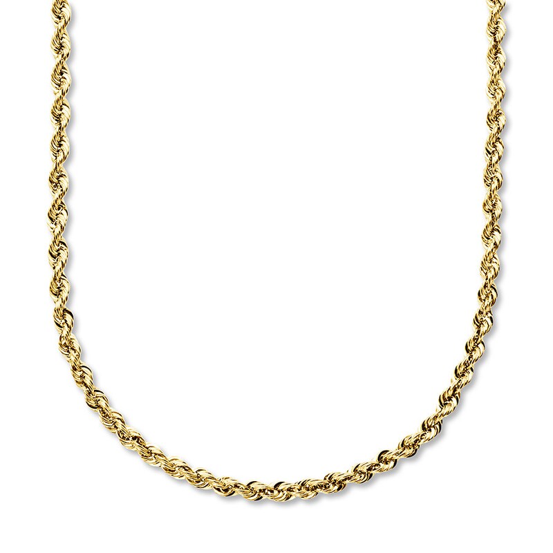 Hollow Rope Necklace 10K Yellow Gold 30 Length 3mm