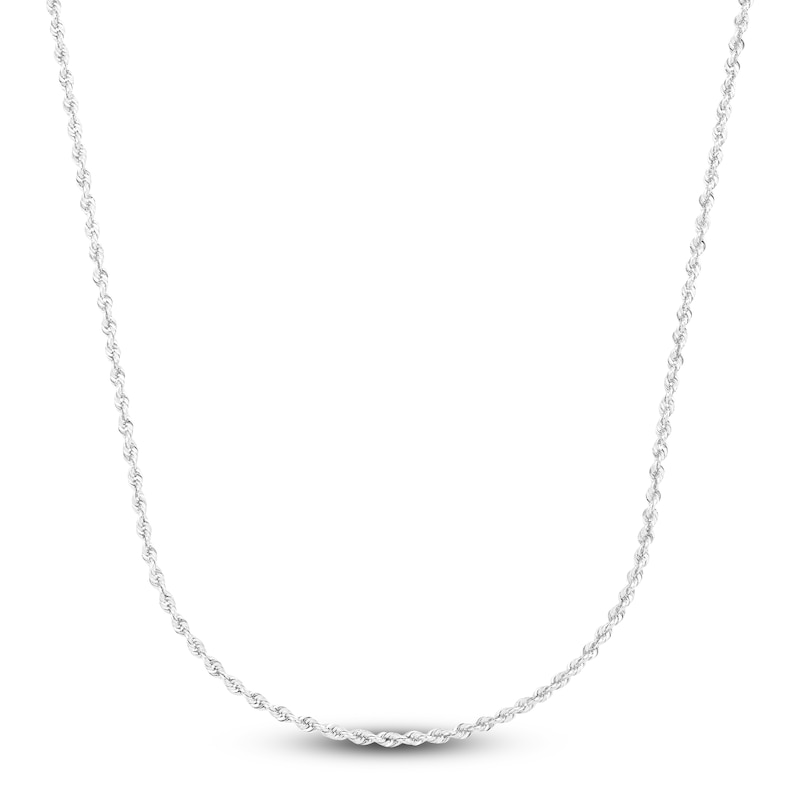 Main Image 1 of Hollow Rope Necklace 14K White Gold 20 Length 1.75mm