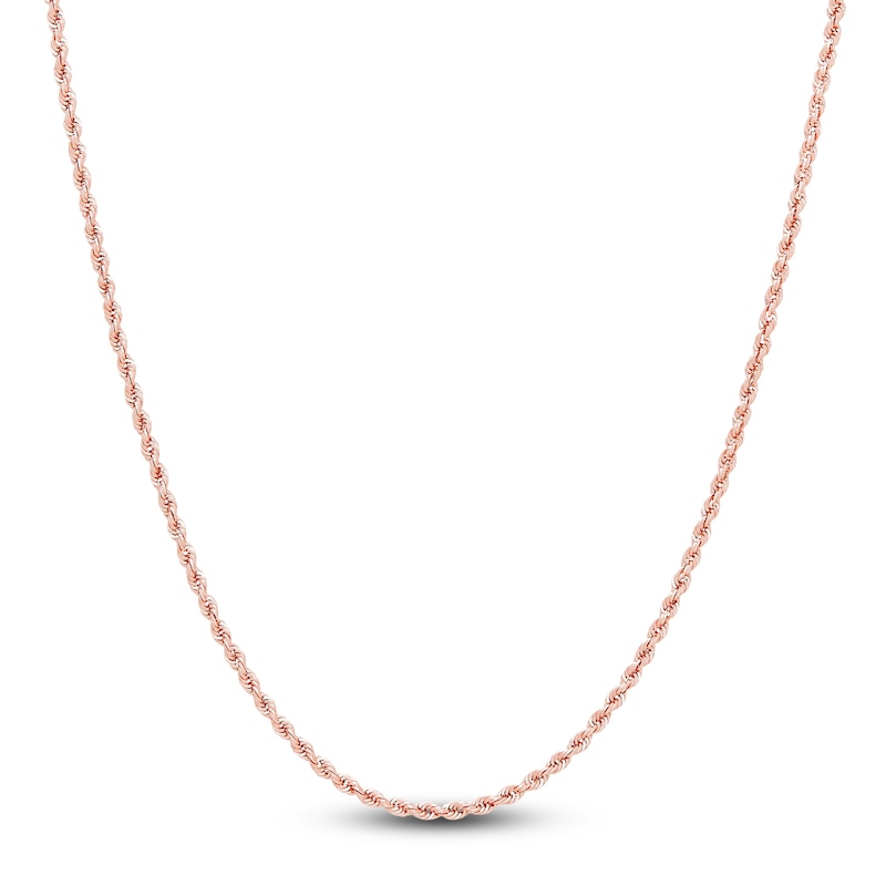 Hollow Rope Necklace 14K Rose Gold 16 Length 1.75mm