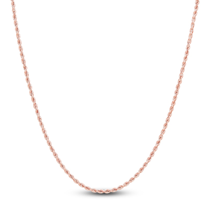 Main Image 1 of Hollow Rope Necklace 14K Rose Gold 16 Length 1.75mm