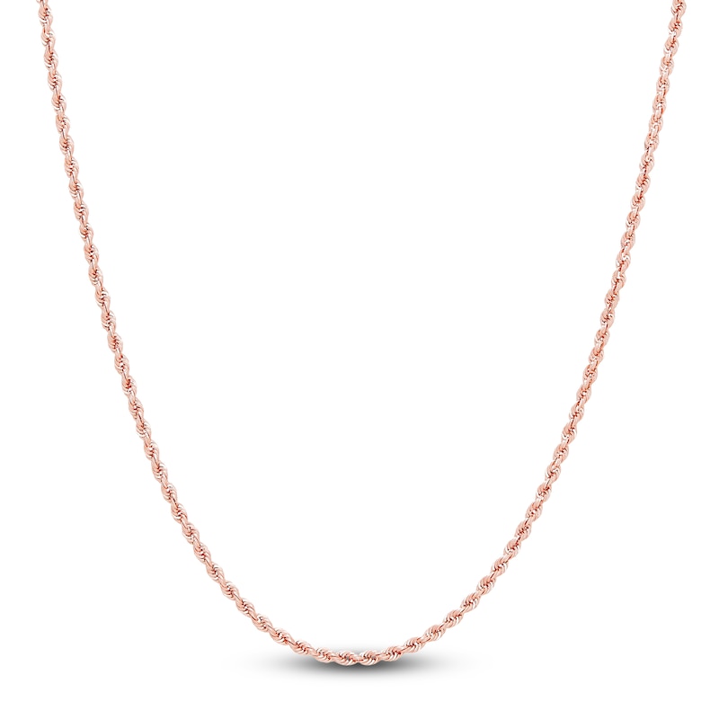 Hollow Rope Necklace 14K Rose Gold 18 Length 1.75mm