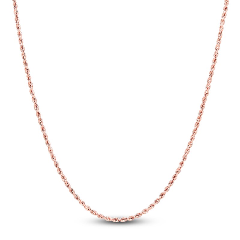 Main Image 1 of Hollow Rope Necklace 14K Rose Gold 18 Length 1.75mm