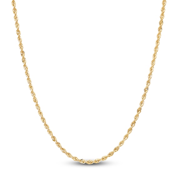 Rope Necklace Hollow 14K Yellow Gold 16 Length 2mm