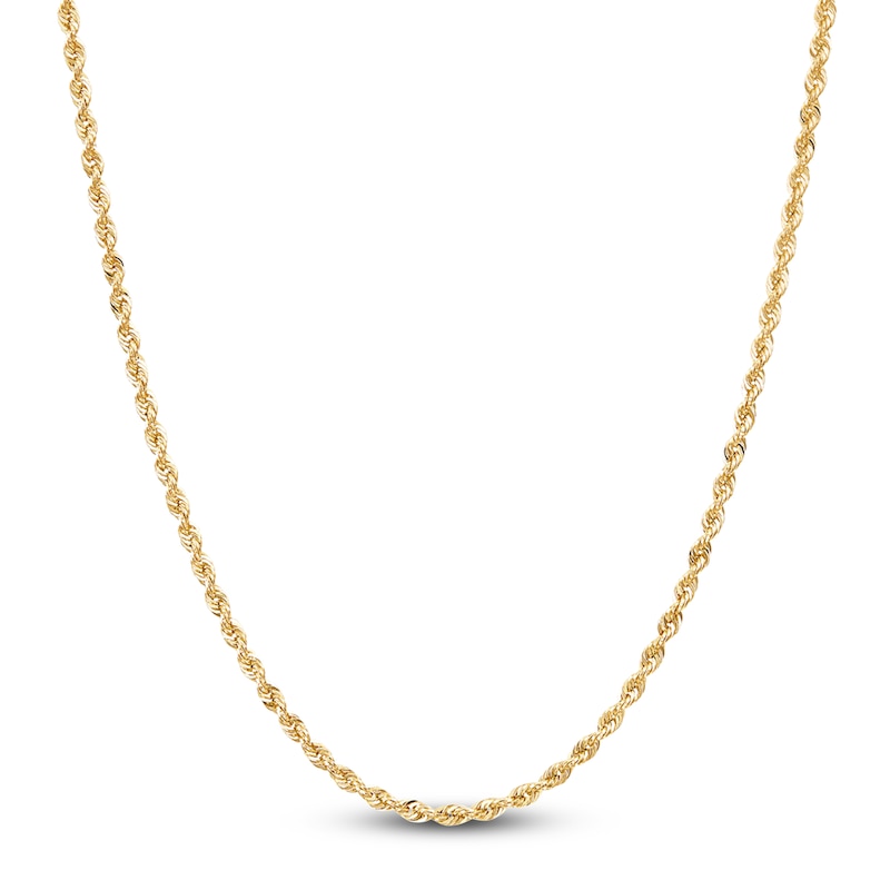 Main Image 1 of Hollow Rope Necklace 14K Yellow Gold 16 Length 2mm