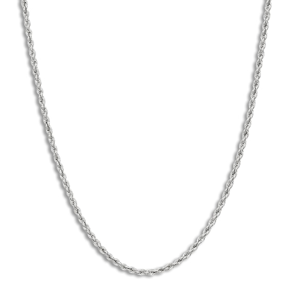 Rope Necklace Hollow 14K White Gold 20 Length 2mm