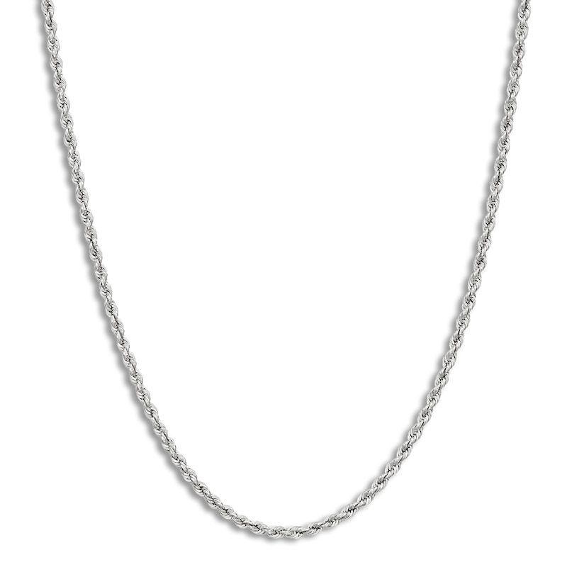 Main Image 1 of Hollow Rope Necklace 14K White Gold 20 Length 2mm
