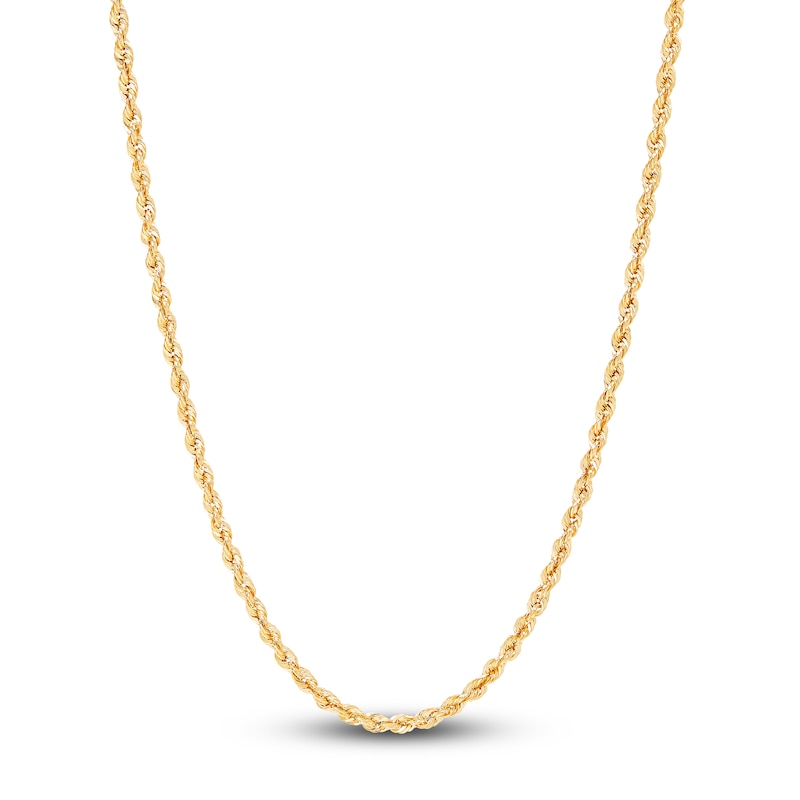 Main Image 1 of Hollow Rope Necklace 14K Yellow Gold 16 Length 2.4mm