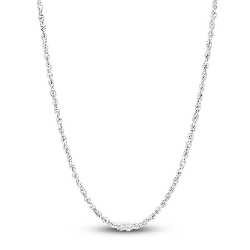 Main Image 1 of Hollow Rope Necklace 14K White Gold 18 Length 2.4mm