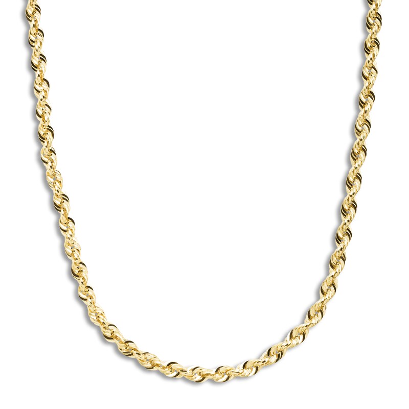 Main Image 1 of Hollow Rope Necklace 14K Yellow Gold 20 Length 4mm