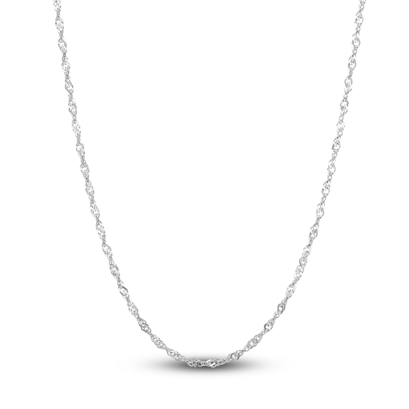 Solid Singapore Necklace 14K White Gold 20 Length 1.35mm