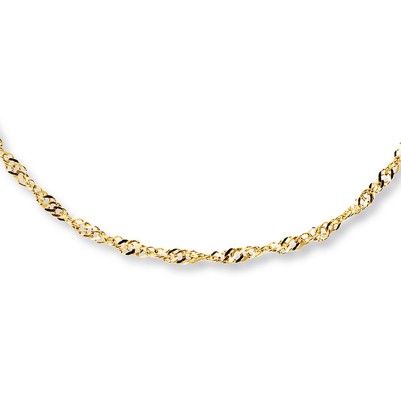 Solid Singapore Necklace 14K Yellow Gold 20 Length 2mm