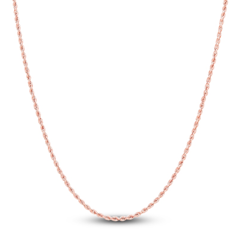 Main Image 1 of Hollow Rope Necklace 14K Rose Gold 22 Length 1.75mm
