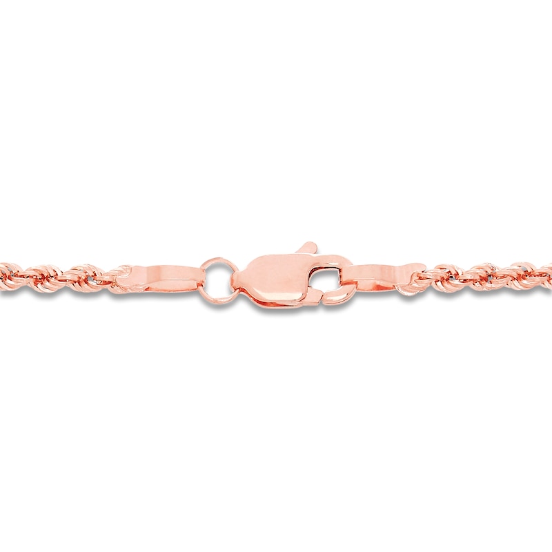 Main Image 2 of Hollow Rope Necklace 14K Rose Gold 22 Length 1.75mm
