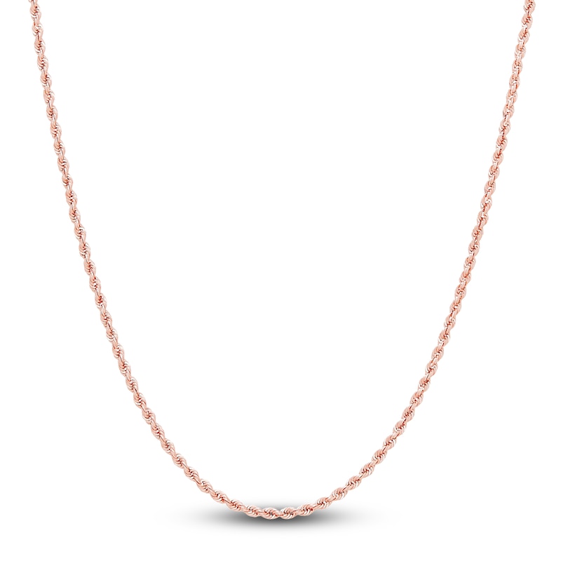 Main Image 1 of Hollow Rope Necklace 14K Rose Gold 24 Length 1.75mm