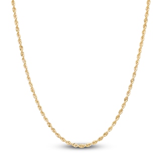 Rope Necklace Hollow 14K Yellow Gold 24 Length 2mm