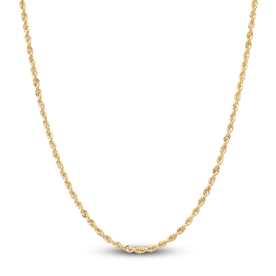 Rope Necklace Hollow 14K Yellow Gold 24 Length 2mm