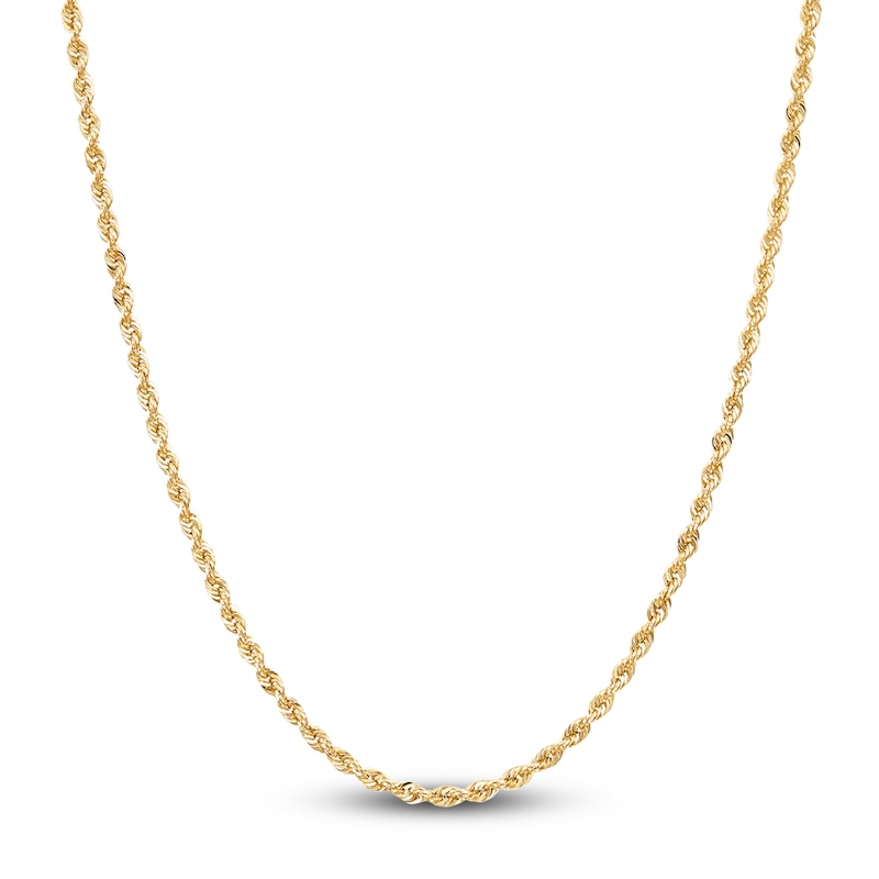 Main Image 1 of Hollow Rope Necklace 14K Yellow Gold 24 Length 2mm