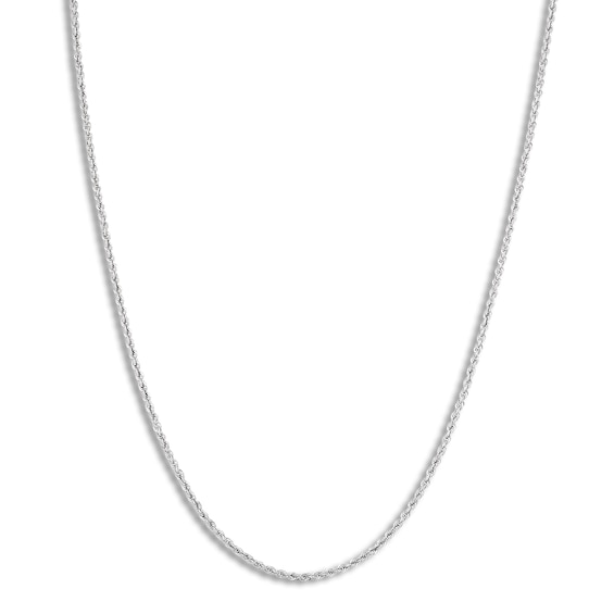 Rope Necklace Hollow 14K White Gold 24 Length 2mm
