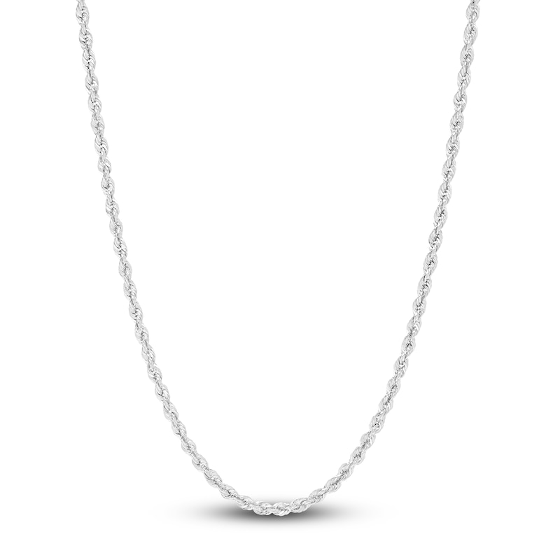 Main Image 1 of Hollow Rope Necklace 14K White Gold 22 Length 2.4mm