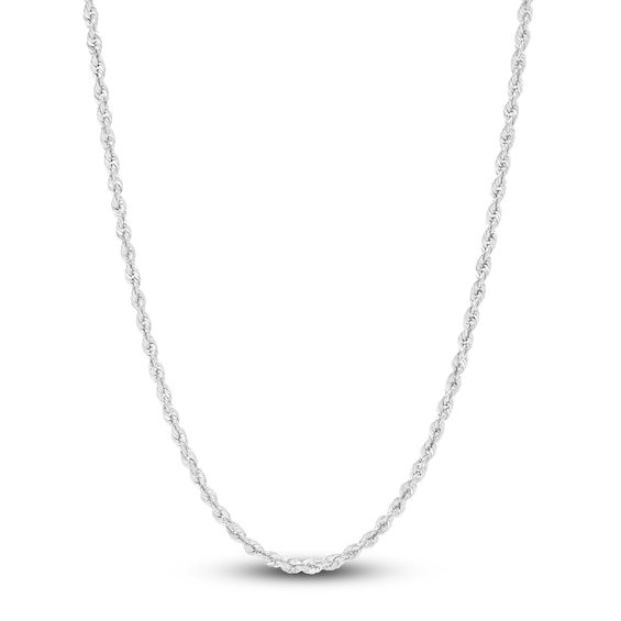 Rope Necklace Hollow 14K White Gold 24 Length 2.4mm