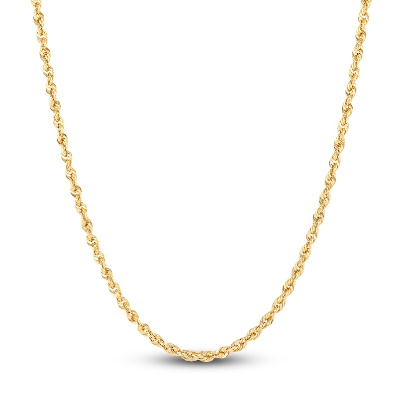 Main Image 1 of Hollow Rope Necklace 14K Yellow Gold 22 Length 3mm