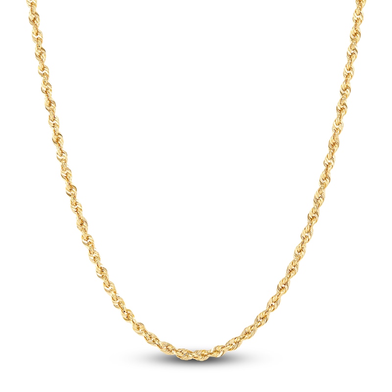 Hollow Rope Necklace 14K Yellow Gold 24 Length 3mm