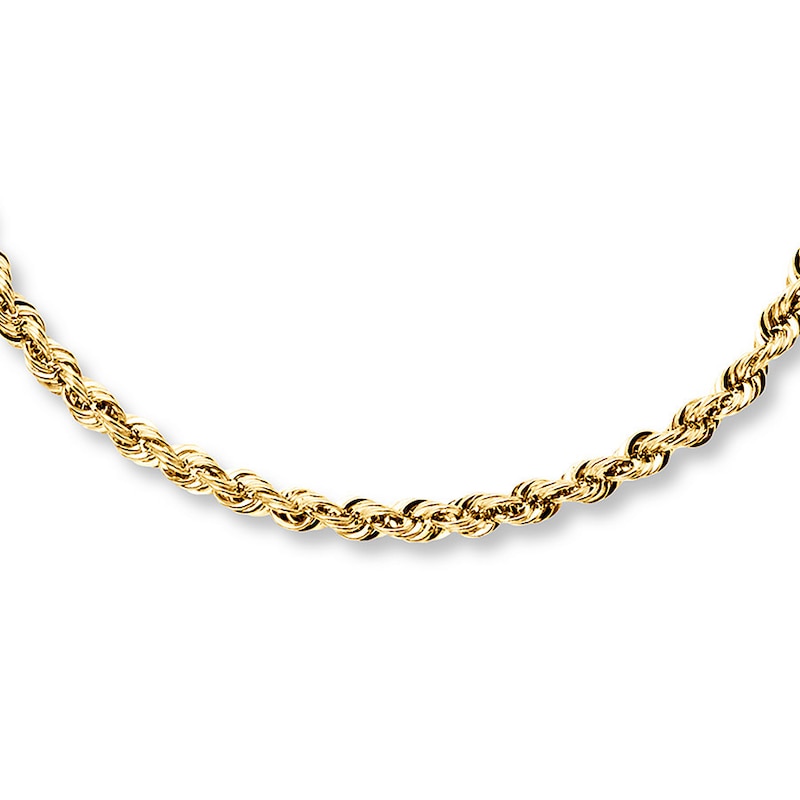 Main Image 1 of Hollow Rope Necklace 10K Yellow Gold 24 Length 3mm