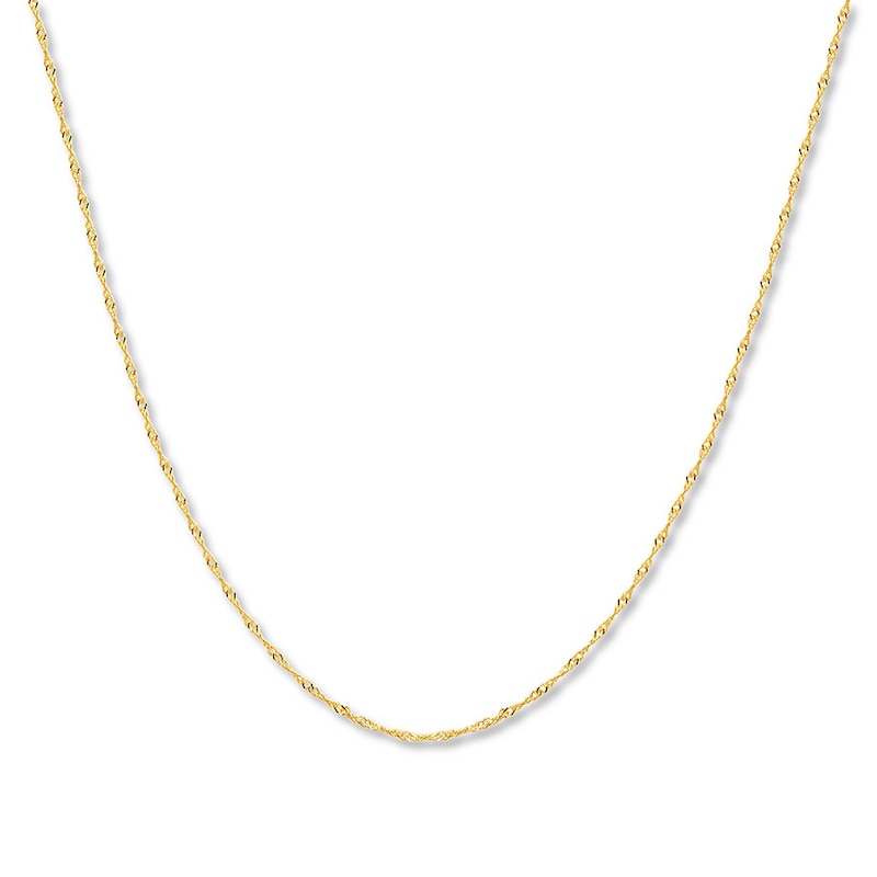 Solid Singapore Necklace 10K Yellow Gold 22 Length 1.35mm