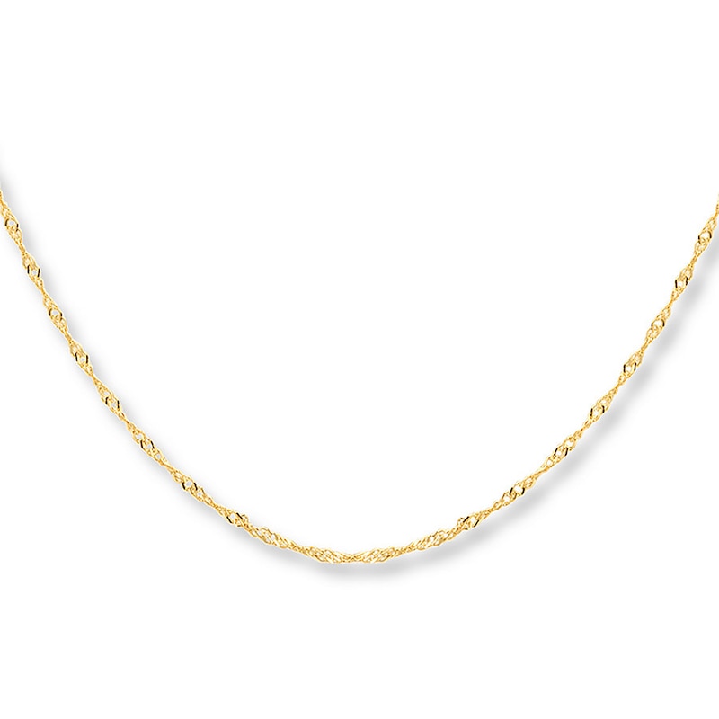 Main Image 1 of Solid Singapore Necklace 10K Yellow Gold 24 Length 1.35mm