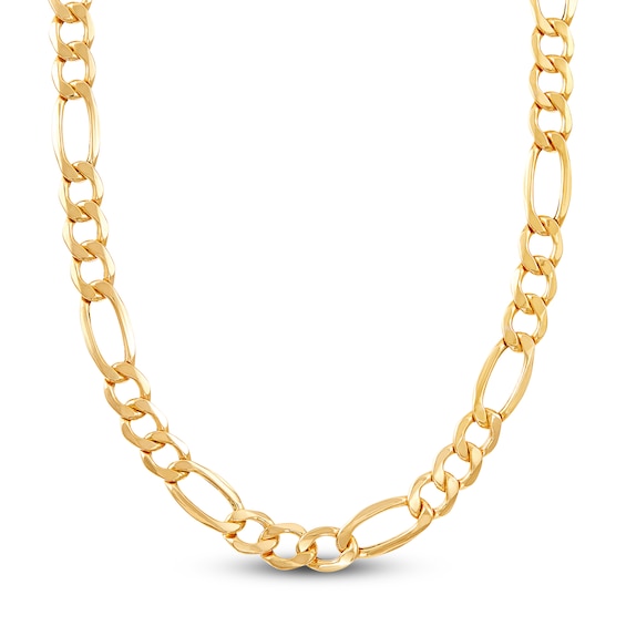 Figaro Necklace Hollow 10K Yellow Gold 22 Length 7.5mm