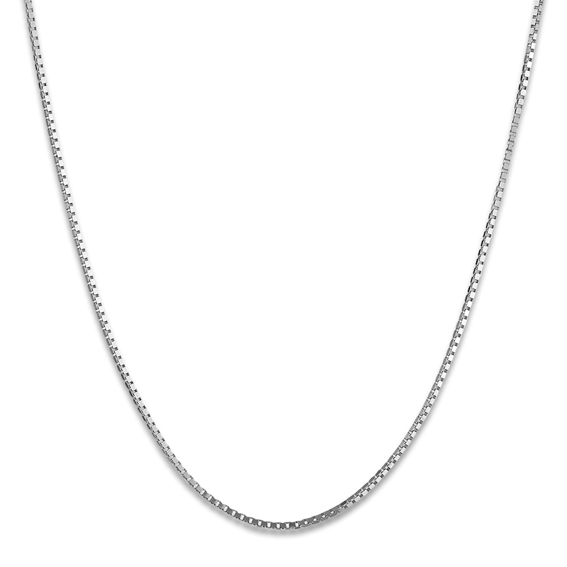 Main Image 1 of Solid Box Chain Necklace 10K White Gold 18 Length 0.70mm