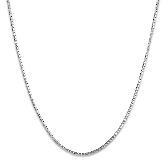 Solid Box Chain Necklace 10K White Gold 20 Length 0.70mm