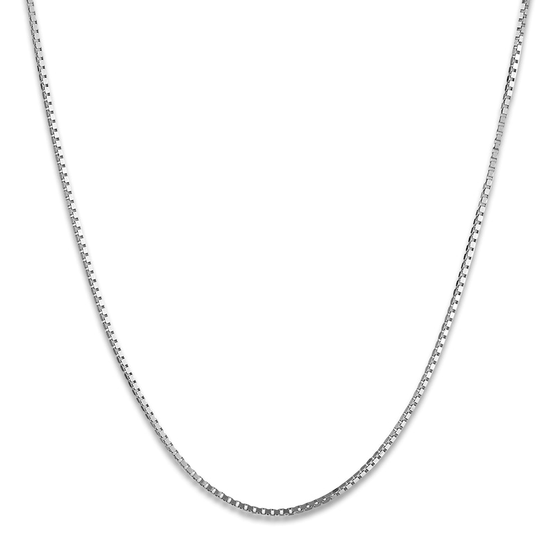 Hollow Box Chain Necklace 10K White Gold 22 Length 0.64mm