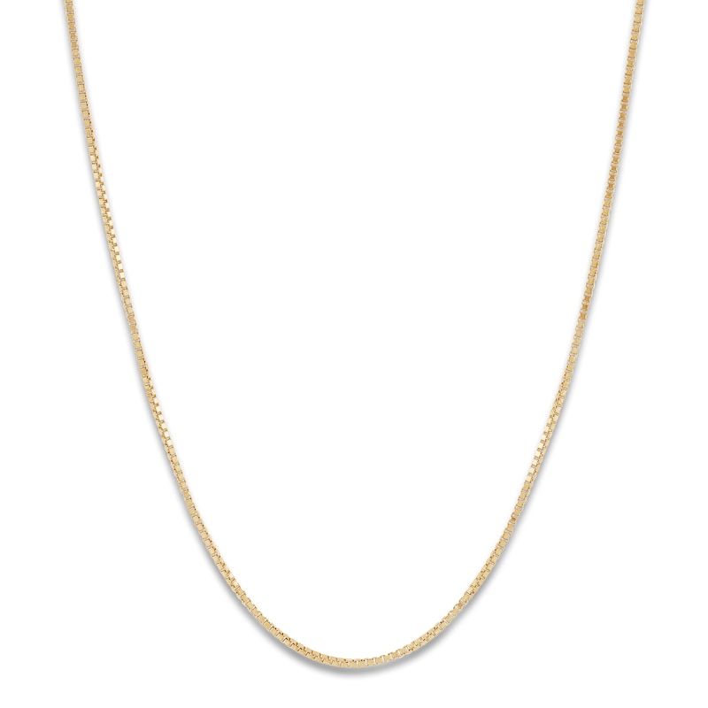 Solid Box Chain Necklace 10K Yellow Gold 22 Length 0.9mm