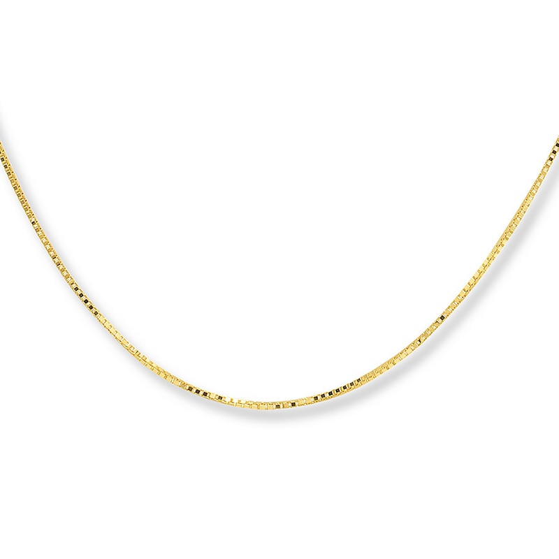 Main Image 1 of Solid Box Chain Necklace 10K Yellow Gold 24 Length 0.9mm