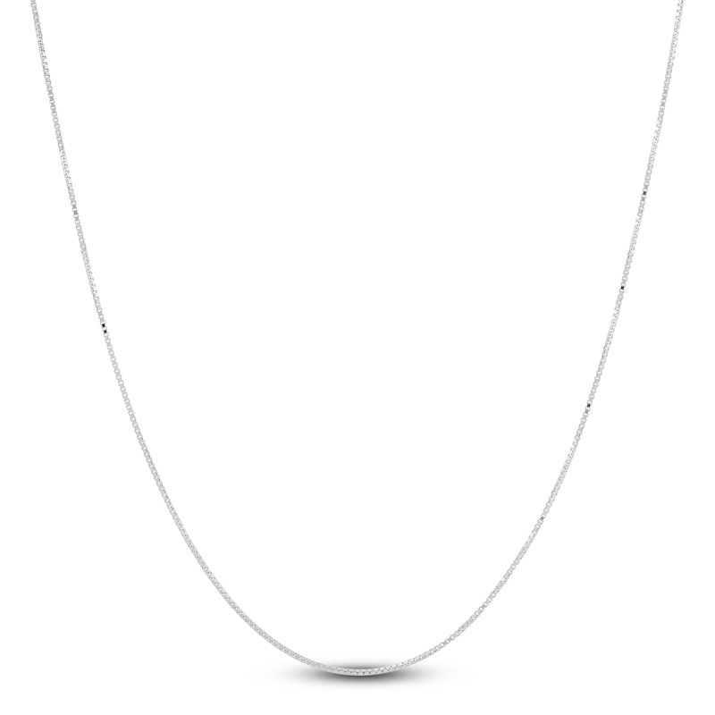 Solid Box Chain Necklace 14K White Gold 20 Length 0.5mm