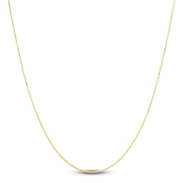 Solid Box Chain Necklace 14K Yellow Gold 24 Length 0.5mm