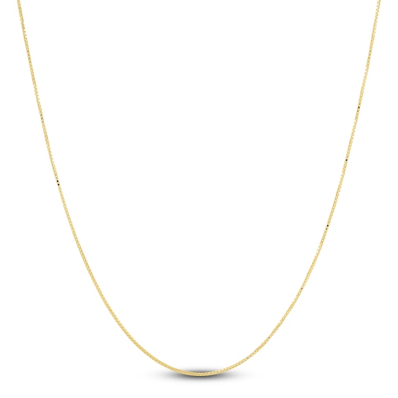 Solid Box Chain Necklace 14K Yellow Gold 24 Length 0.5mm